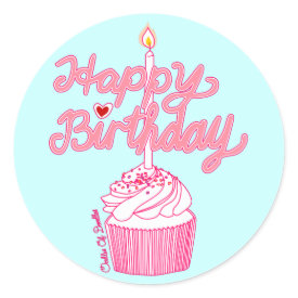 Happy Birthday Cupcake Doodle Art Sticker sticker