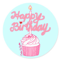 Happy Birthday Cupcake Doodle Art Sticker