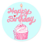 Happy Birthday Cupcake Doodle Art Sticker