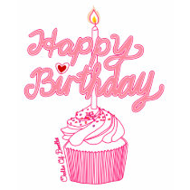 Happy Birthday Cupcake Doodle Art T-Shirt