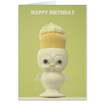 Happy Birthday Cupcake Owl Greeting Card