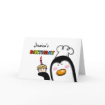 Happy Birthday cupcake penguin chef Card