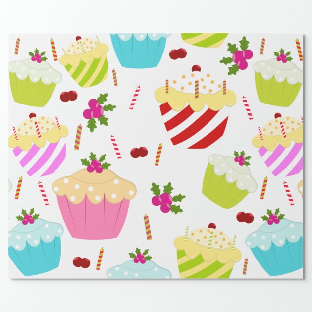 Happy Birthday Cupcake Wrapping Paper 2/4