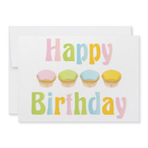 Happy Birthday Cupcakes Personalized Invitations