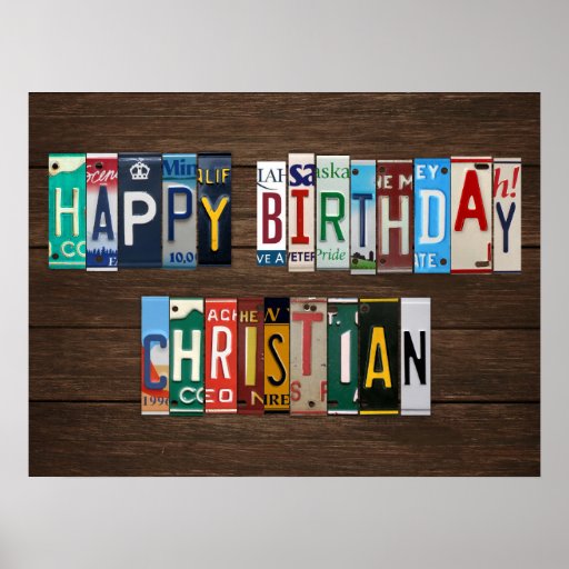 Happy Birthday Custom License Plate Lettering Sign Poster Zazzle