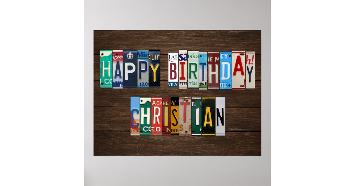 Happy Birthday Custom License Plate Lettering Sign Poster Zazzle