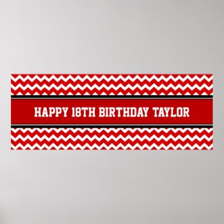 Happy Birthday Custom Year Name Banner Red Poster