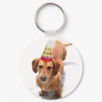 Happy Birthday Dachshund Keychain