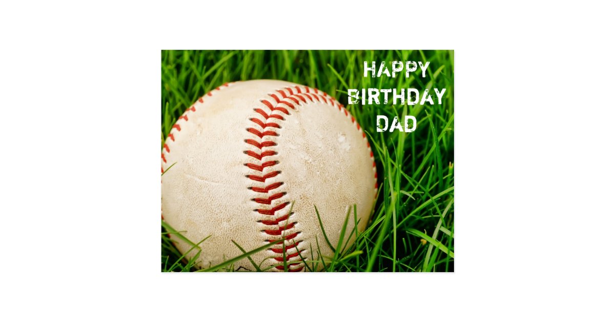 Happy Birthday Dad Baseball Postcard | Zazzle