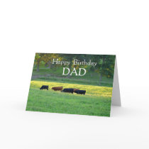 Happy Birthday DAD-Cows in pasture. Greeting Cards