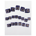 Happy Birthday Daniel toy blocks in blue. Letterhead Template