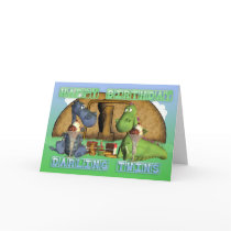 Happy Birthday Darling Twins, pair of cute dragon cards by moonlake Happy Birthday Darling Twins, pair of cute dragon cards