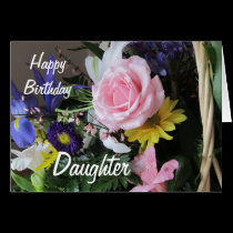 Happy Birthday Daughter-Pink Rose Bouquet cards