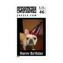 Happy Birthday Dog Postage Stamp