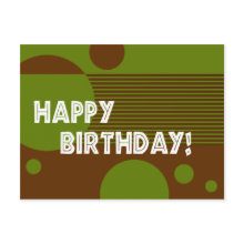 Happy Birthday Dotty Lines Postcard (olive/brown) postcard
