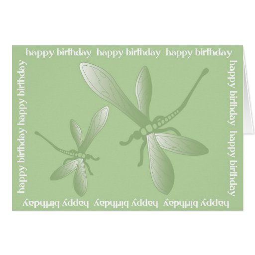 happy birthday dragonfly in green greeting card | Zazzle