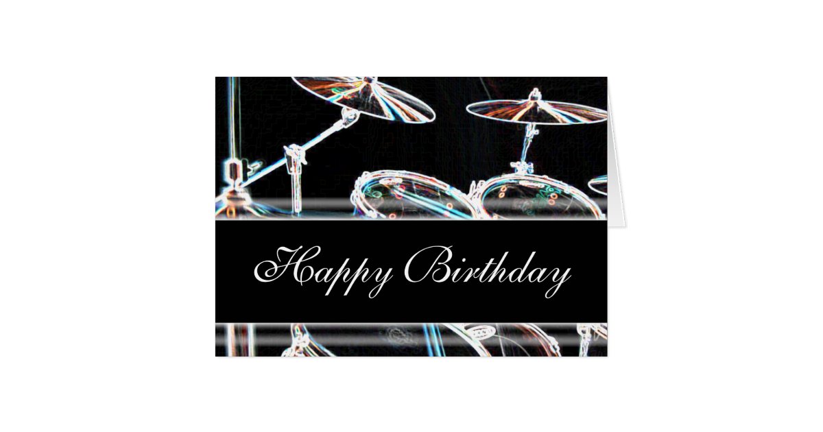 Happy Birthday Drum Kit Greeting Card Zazzle