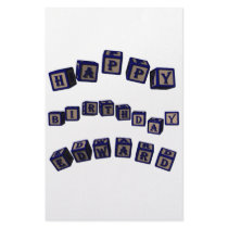 Happy Birthday Edward toy blocks in blue. Stationery