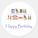 Happy Birthday Egyptian Hieroglyphics Round Sticker