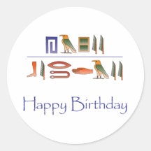 Happy Birthday Egyptian Hieroglyphics Round Sticker