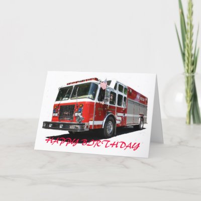 HAPPY BIRTHDAY Fire Truck Greeting Cards by nynhhrxr