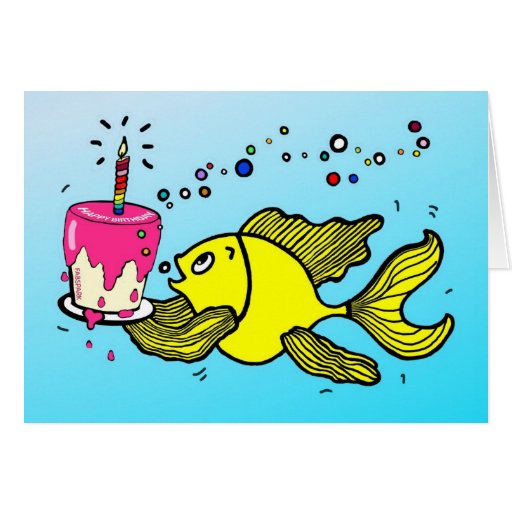 Happy Birthday Fish funny cartoon Greeting Card Zazzle