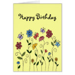 Happy Birthday flowers & butterflies card