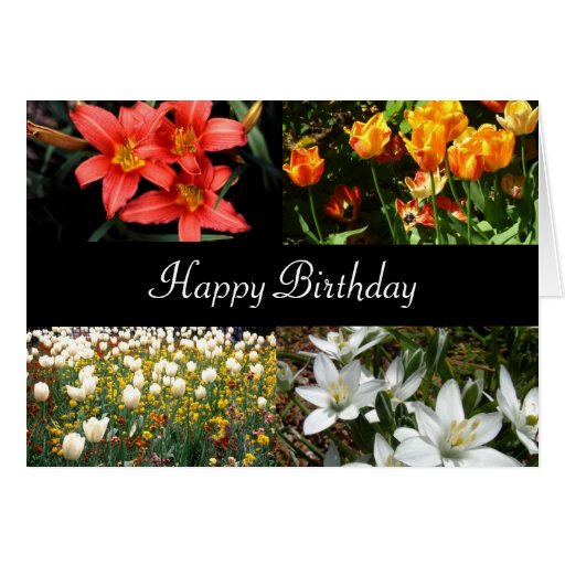 happy birthday flowers greeting card