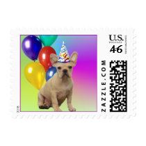 Happy Birthday French Bulldog Postage Stamp