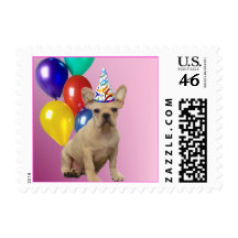 Happy Birthday French Bulldog Postage Stamp