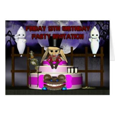 Happy Birthday Friday 13th Invitation, party Card by moonlake