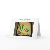 Happy Birthday Friend, Yellow Cake Greeting Card