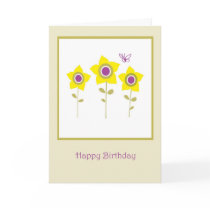 Happy Birthday friend, yellow flower, butterfly cards