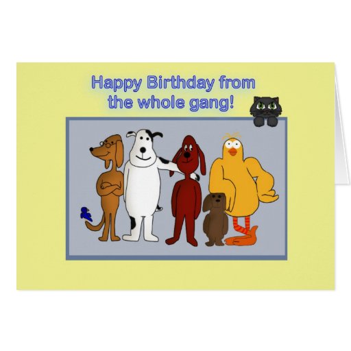 Happy Birthday from Group, Cartoon Animals Greeting Card Zazzle