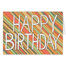 Happy Birthday Funky Stripes 5x7 cards