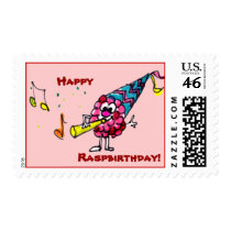 Happy Birthday Funny Cute Fruit Postage Stamps by zooogle Happy Birthday Funny Cute Fruit Postage Stamps