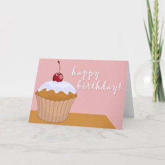 happy birthday : giant cupcake : card