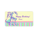 Happy Birthday Gift Labels Champagne Toast