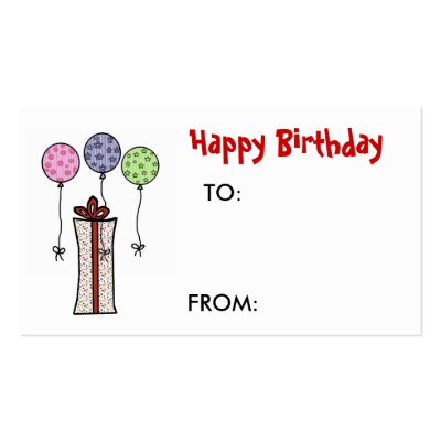 Happy Birthday,  Gift tag Business Card by marcya7