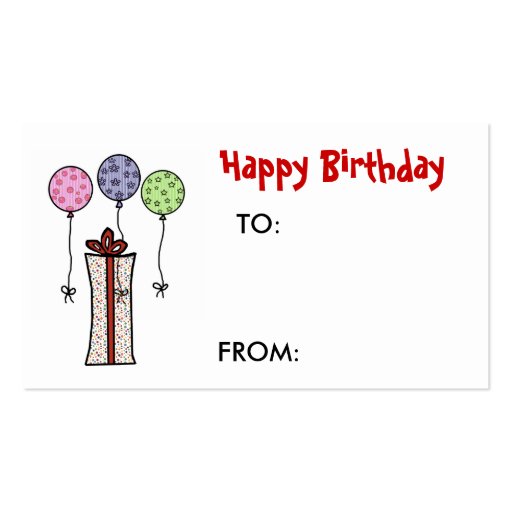 Happy Birthday,  Gift tag Business Card