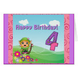 Happy Birthday Girl "4" Greeting Cards
