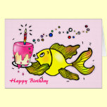 Happy Birthday Girl Fish - funny cute cartoon Card cards