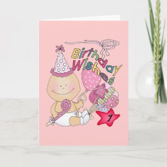 Happy Birthday Girl wishes 1 Year Old card