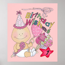 Happy Birthday Girl wishes 1 Year Old Print