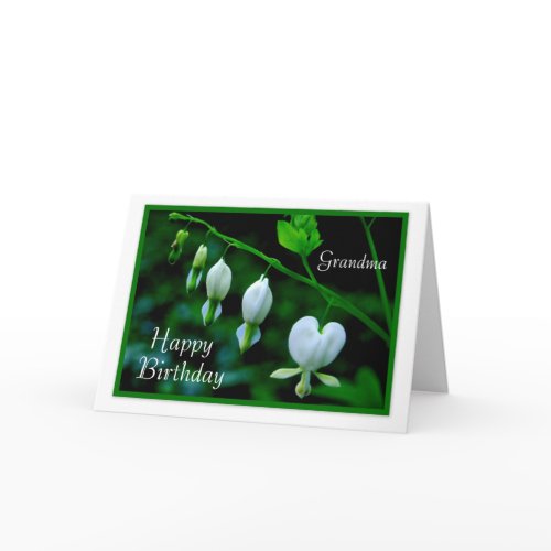 Happy Birthday Grandma White Hearts card