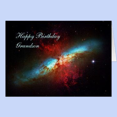 Happy Birthday Grandson - A Starburst Galaxy Greeting Card