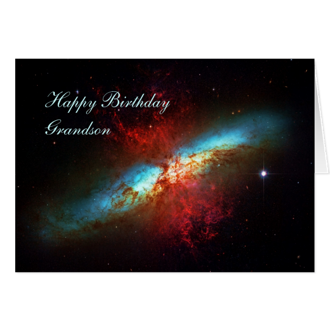 Happy Birthday Grandson - A Starburst Galaxy Greeting Card Happy Birthday Grandson - A Starburst Galaxy Greeting Card