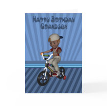 Happy Birthday Grandson, Boy on a bicycle cards