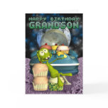 Happy Birthday Grandson, Out of this world, alien Greeting Card