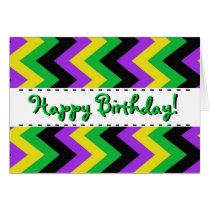 Happy Birthday Green and Colors Chevron Pattern cards